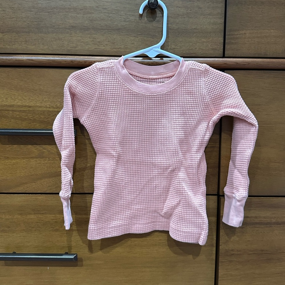 Noble Cozy Pink Waffle Knit Kids Pajama Set, Size 2